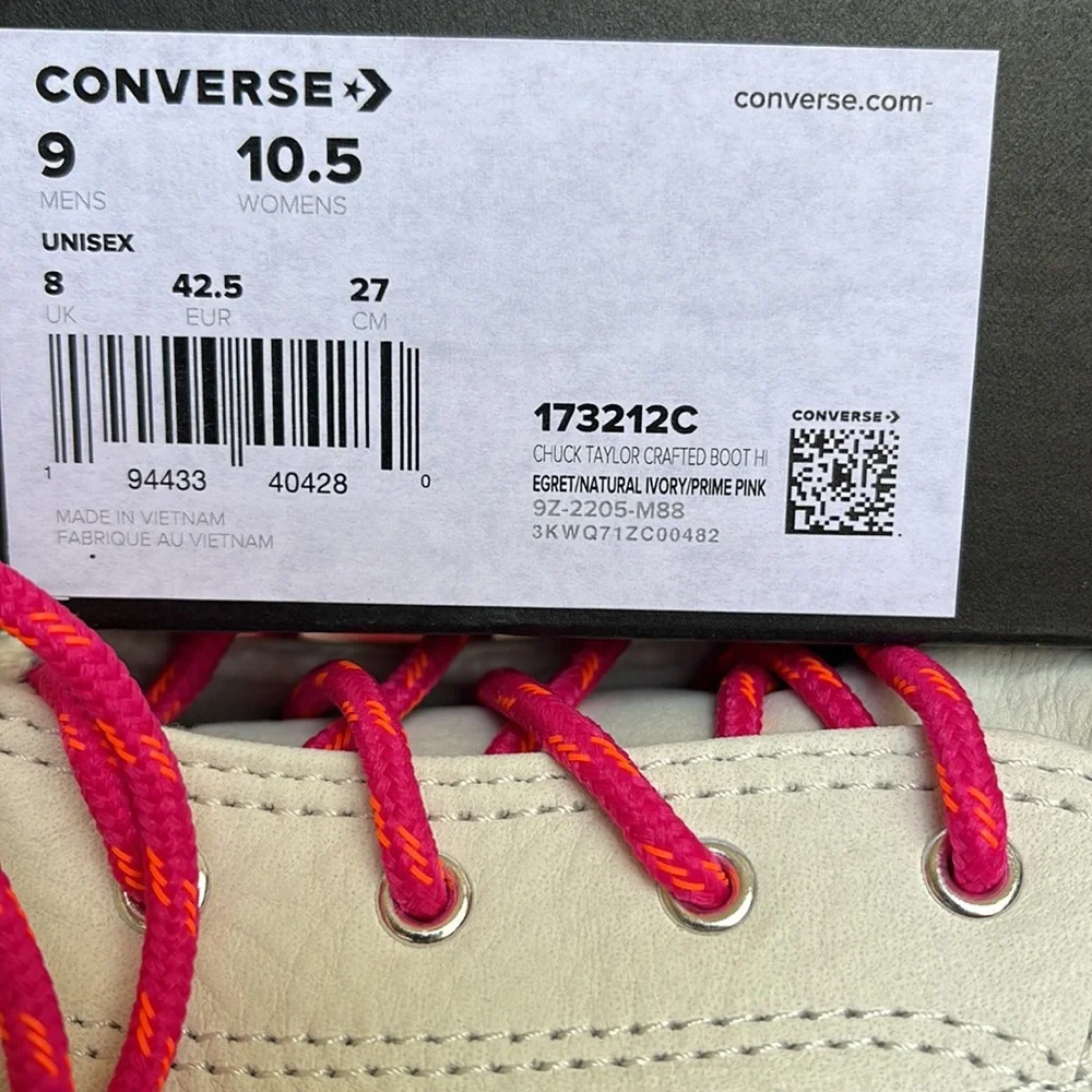 Converse 173212C
CHUCK TAYLOR CRAFTED BOOT HI
EGRET/NATURAL IVORY/PRIME PNK
WMNS - Picture 16 of 16